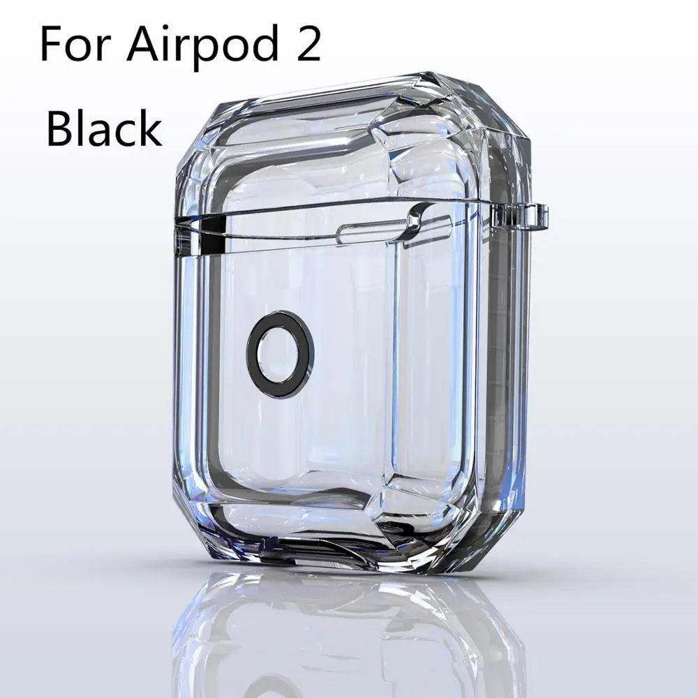 black for 2 Мягкий прозрачный чехол для наушников Apple Air Pods, беспроводные наушники, защитный чехол, аксессуары для наушников, чехол для Airpod 1 2 - Цвет: black for 2