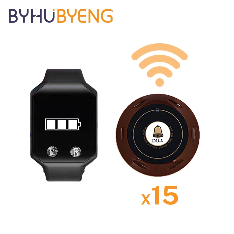 Беспроводная система вызова официанта BYHUBYENG для ресторана кофе часы пейджер