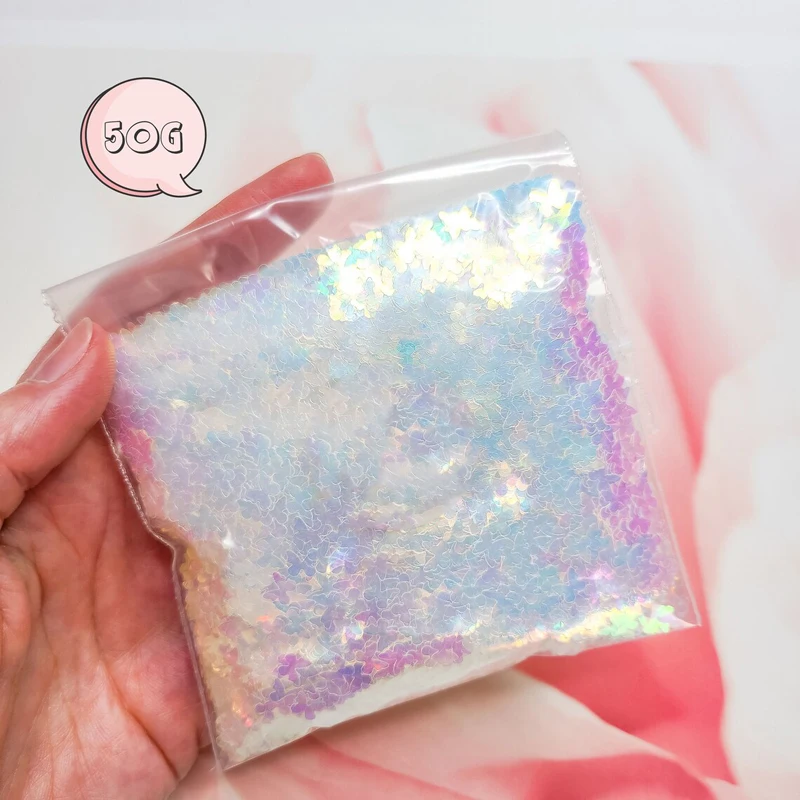 

Holographic/Metallic Butterfly 5mm 3D Holographic Butterfly Nail Glitter 50G Splarkly Nail Sequin Flake Ultra-thin Nail Glitter