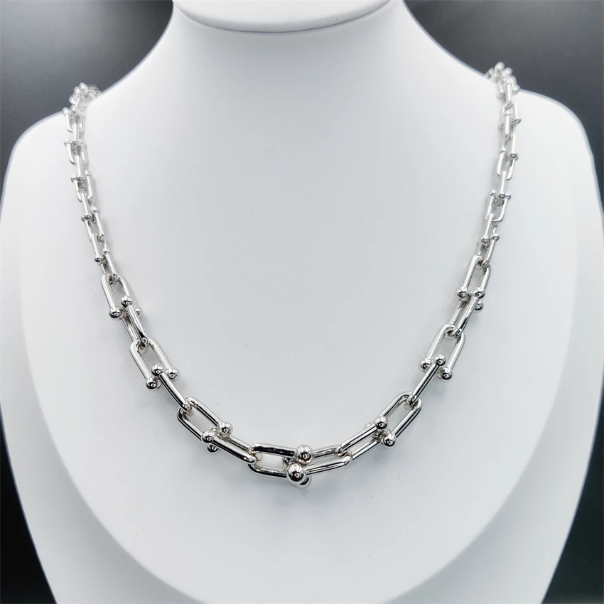 

2021 Hot Trend HardWear Series 925 Sterling Silver Necklace Women's U-Shaped Chain Personality All-Match Jewelry Gift 3 Colors
