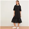 SHEIN/Черное Платье-туника с открытыми плечами и рюшами, женская осенняя одежда с заниженной талией и отложным воротником, повседневные Прямые однотонные платья