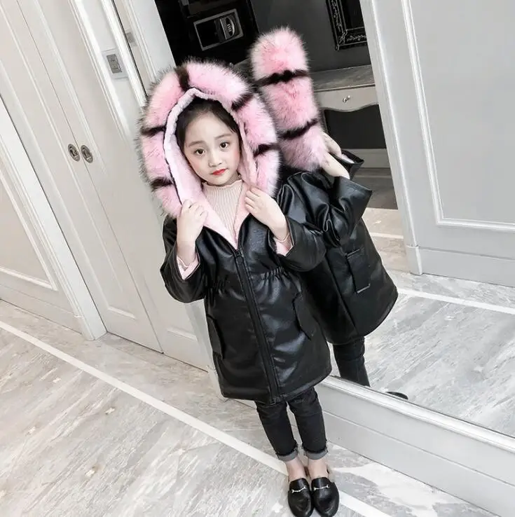pink Зимняя куртка на подкладке из хлопка для девочек 4-12 лет, детское модное пальто, детская верхняя одежда, теплый пуховик для малышей, рождественский подарок для девочек - Цвет: pink