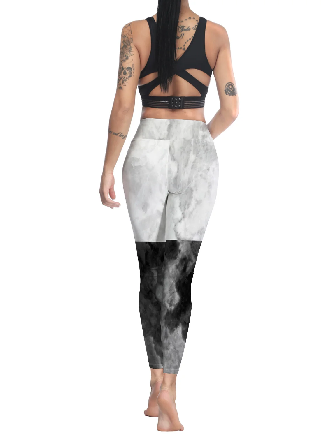 Женские повседневные леггинсы с натуральным мрамором белого и черного цвета