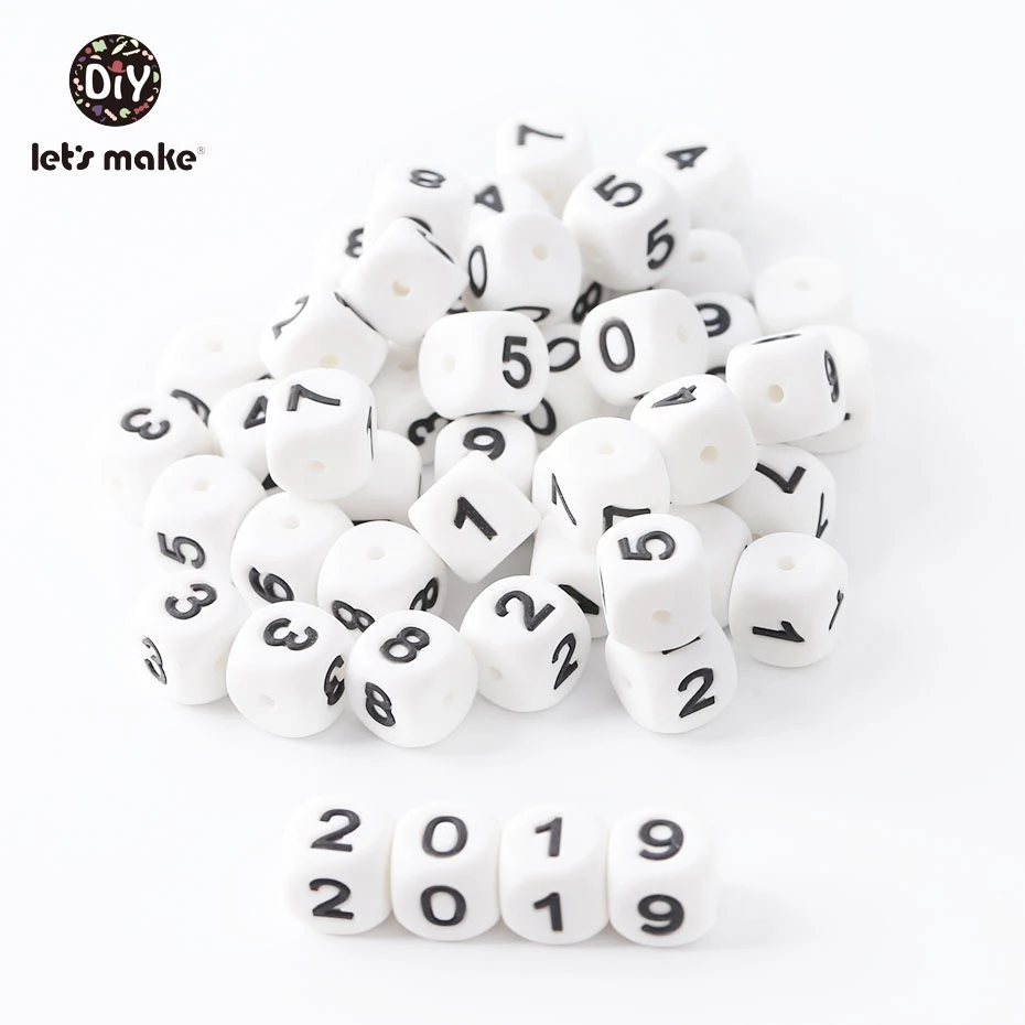 Let'S Make 10 шт силиконовый Прорезыватель для зубов 0-9 цифр буквы Bpa бесплатно жевательные бусины Diy пустышка цепочка Детские Прорезыватели Прорезыватель зубов Квадратные бусины
