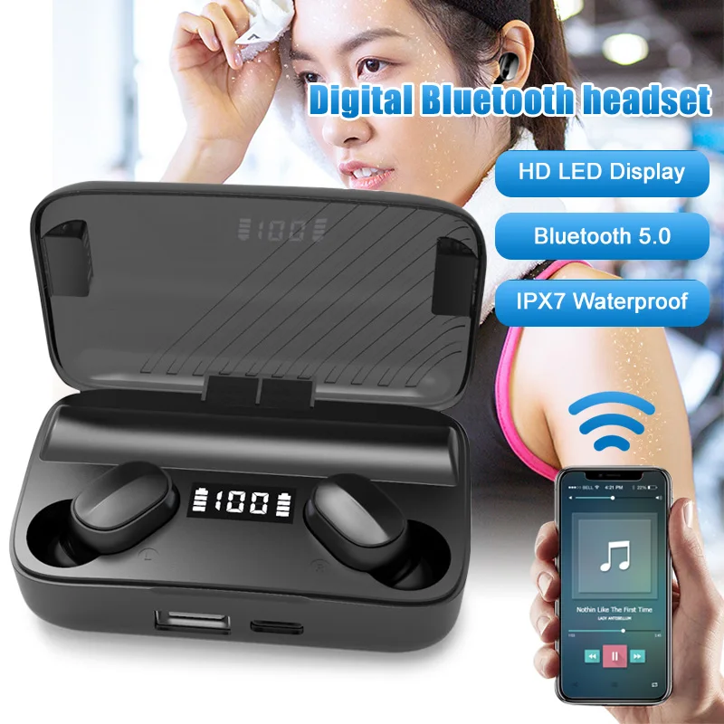 

Wireless Bluetooth 5.0 Earphones Headphones Mini Earbuds Noise Reduction Waterproof Headset GK99