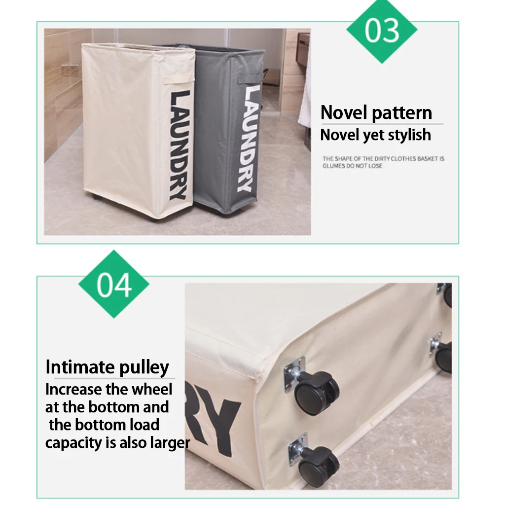 Складная корзина для белья Водонепроницаемый грязного с колесики хранения
