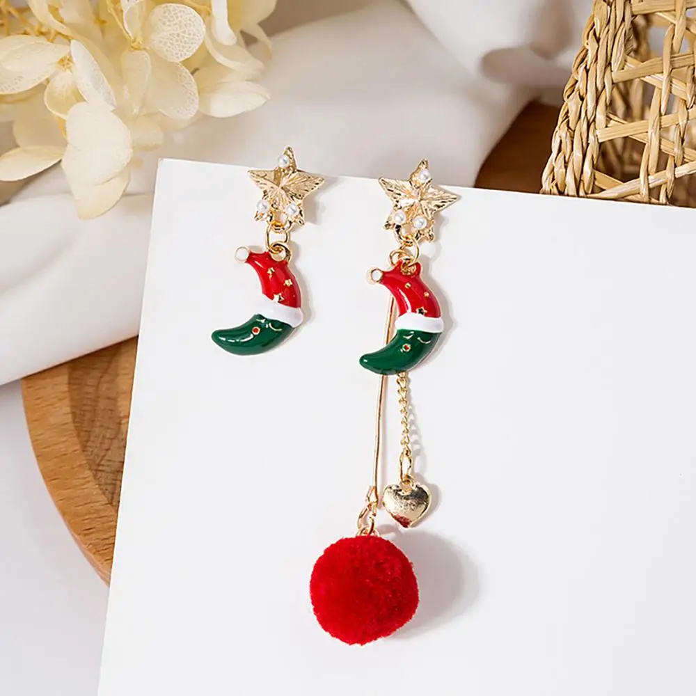 

Cute Enamel Deer Santa Claus Tree Snowflake Asymmetry drop Earrings New arrival Christmas Earrings Women Jewelry Christmas Gifts