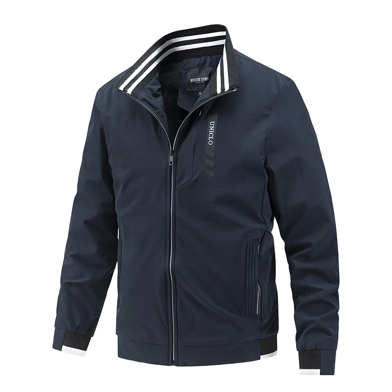 

Trendy Solid Color Business Jacket Men Casual Stand Collar Bomber Jacket Mens New Autumn Fashion Korea Outdoor Men Clothing