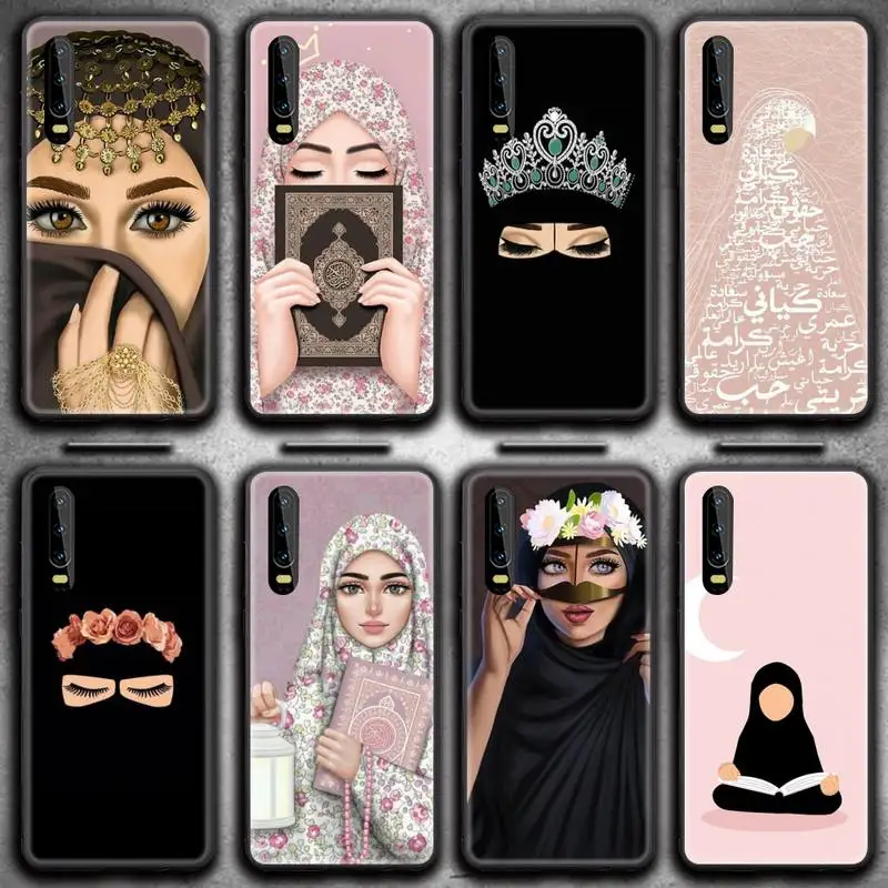 Woman Crown Hijab Face Muslim Islamic Gril Eyes Phone Case for Huawei P20 P30 P40 lite E Pro Mate 40 30 20 Pro P Smart 2020