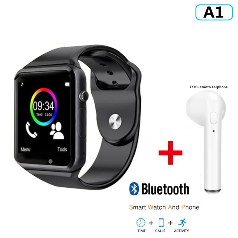 Black Add i7 A1 Смарт-часы, синхронизация уведомлений, поддержка sim-карты TF, подключение Bluetooth, Android телефон, умные часы PK GT08 Apple Watch V8 - Цвет: Black Add i7