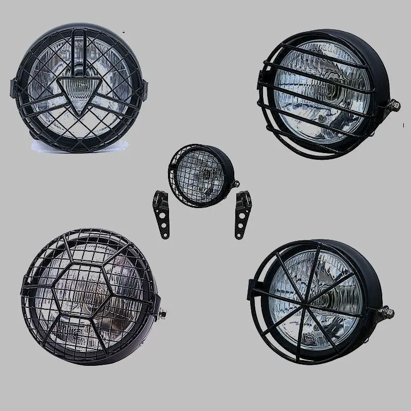 

Винтажный светодиодный светильник на голову для мотоцикла, ближний свет, DRL, дневной ходовой светильник, кронштейн, защитная крышка для ...