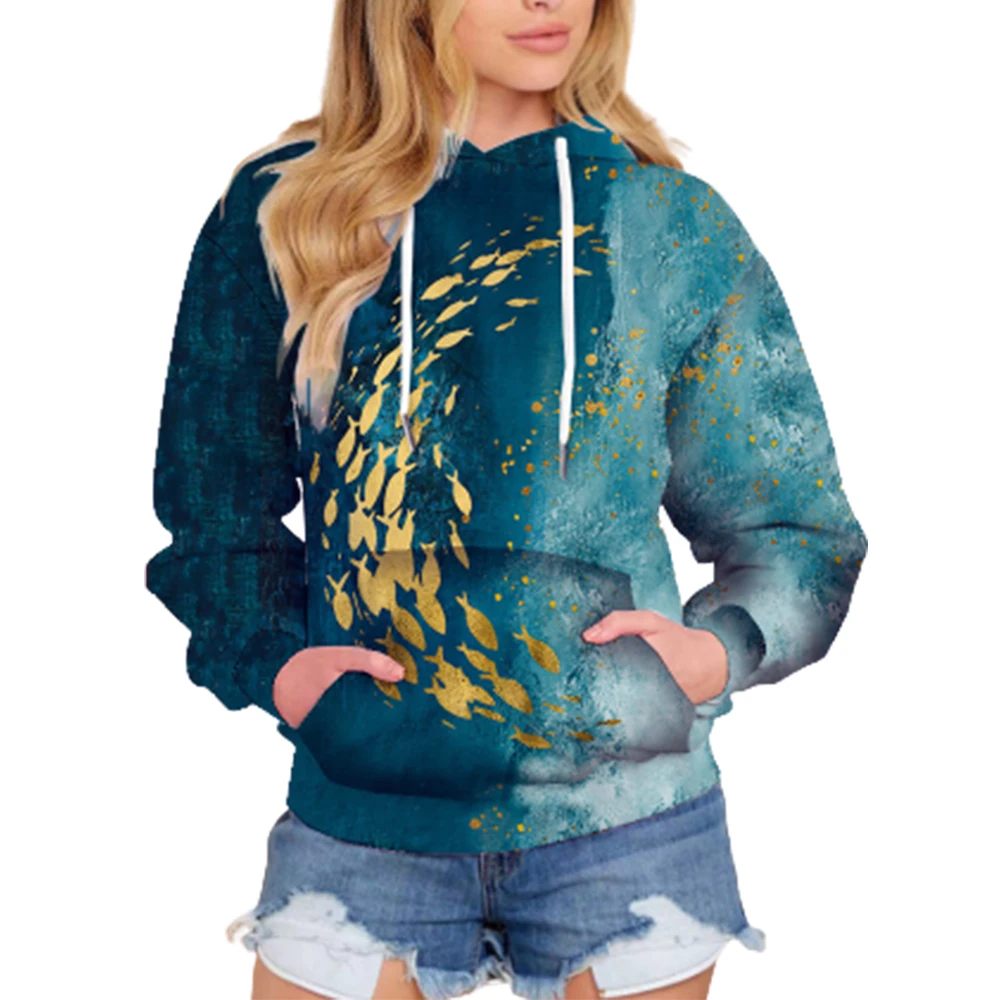 

Tie Dye Hooded Hoodies Patchwork Contrast Warmer Coat Hoody Pullover Jumper Tops Winter Autumn Casual Female Clothing