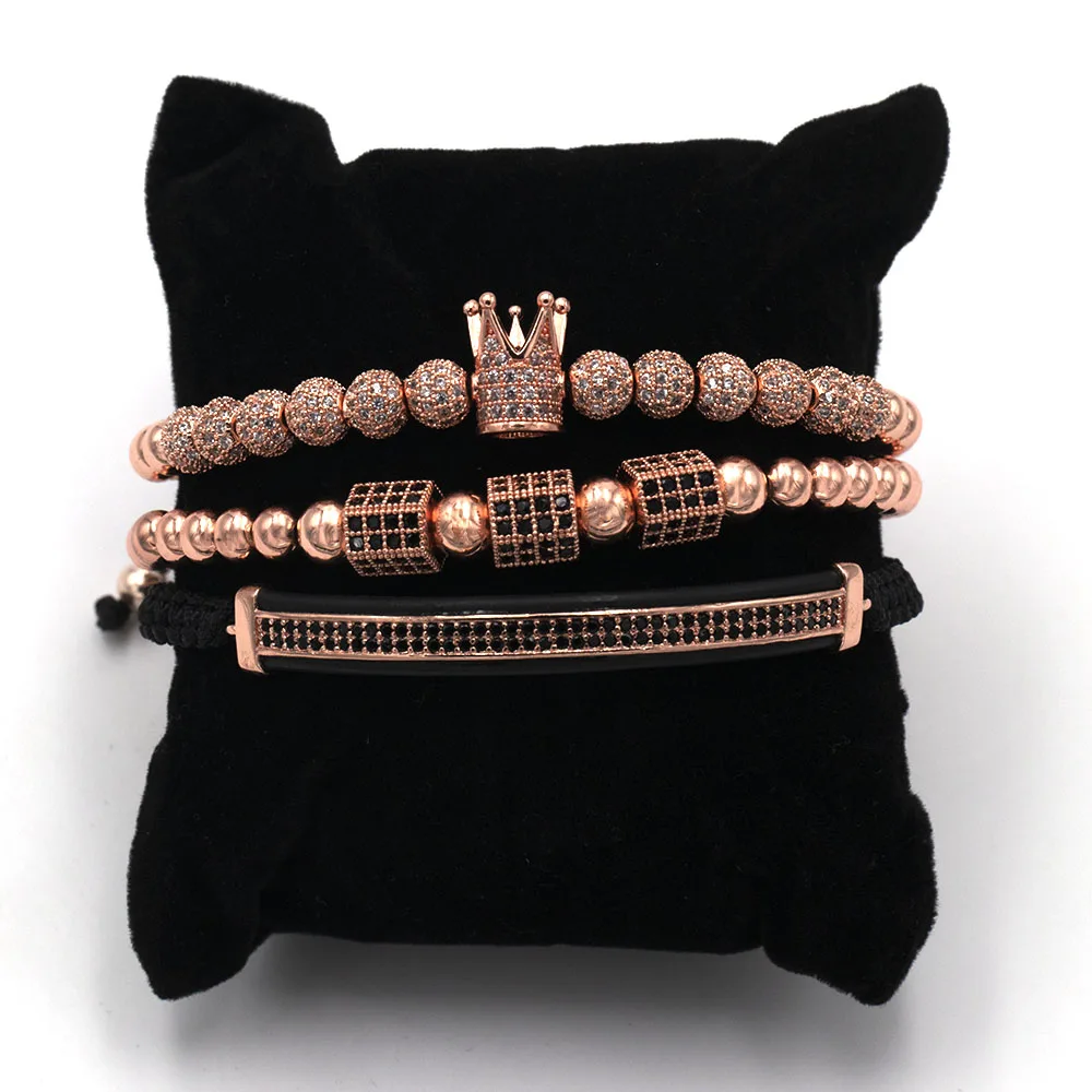 Hexagonal rosegold Мода роскошный Римский Королевский браслет с шармом с короной для мужчин Золотой Плетеный Регулируемый мужской браслет для хип хоп ювелирный подарок - Metal Color: Hexagonal rosegold