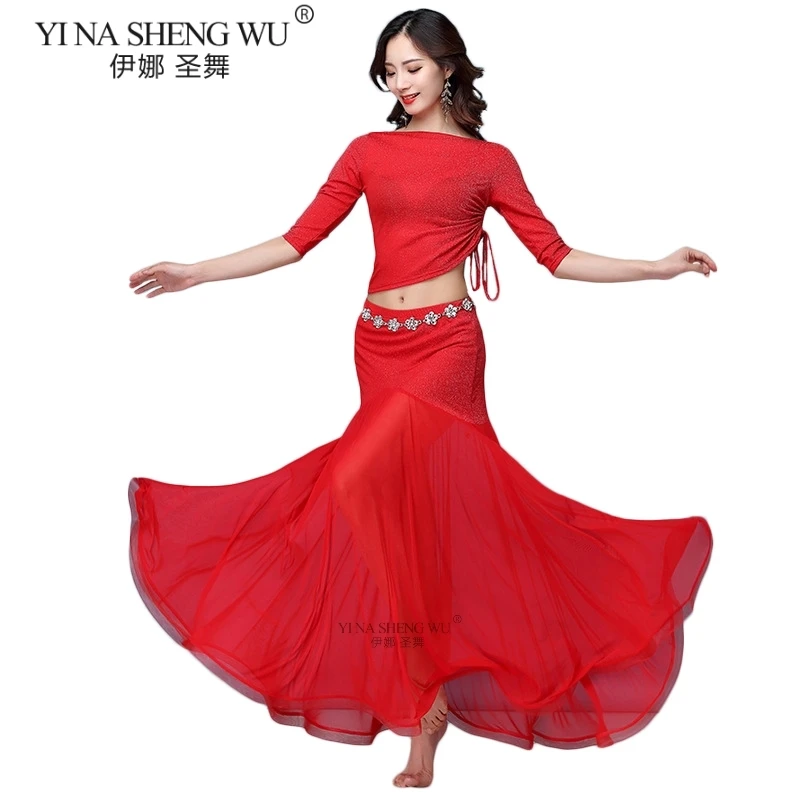 Женский костюм для танца живота тренировок с V-образным вырезом или длинной юбкой