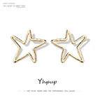 Серьги Yhpup из металла женские, очаровательные ювелирные украшения с полыми звездами, геометрическим дизайном, простая вечерняя бижутерия