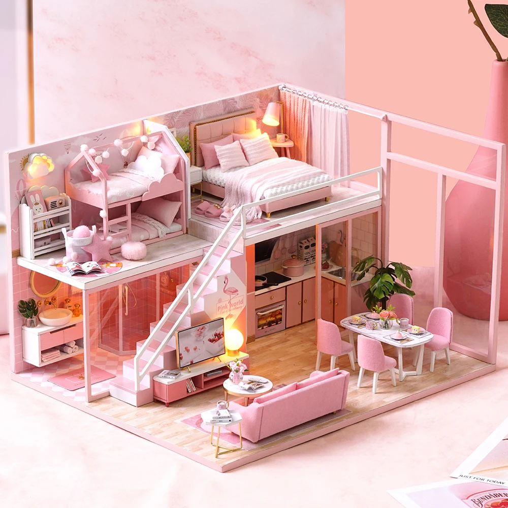 CUTEBEE DIY кукольный домик деревянные кукольные домики миниатюрный мебельный набор