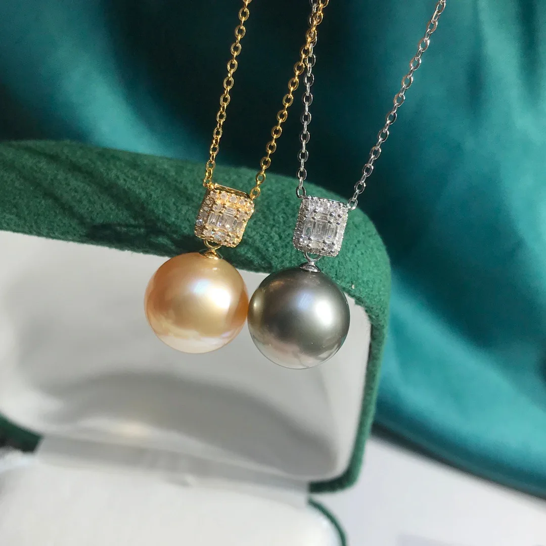 

2021 New Style DIY Jewelry Findings Making Genuine 18K Yellow Gold Diamond Pendants Cap Connectors Accessorie No Pearl And Chain