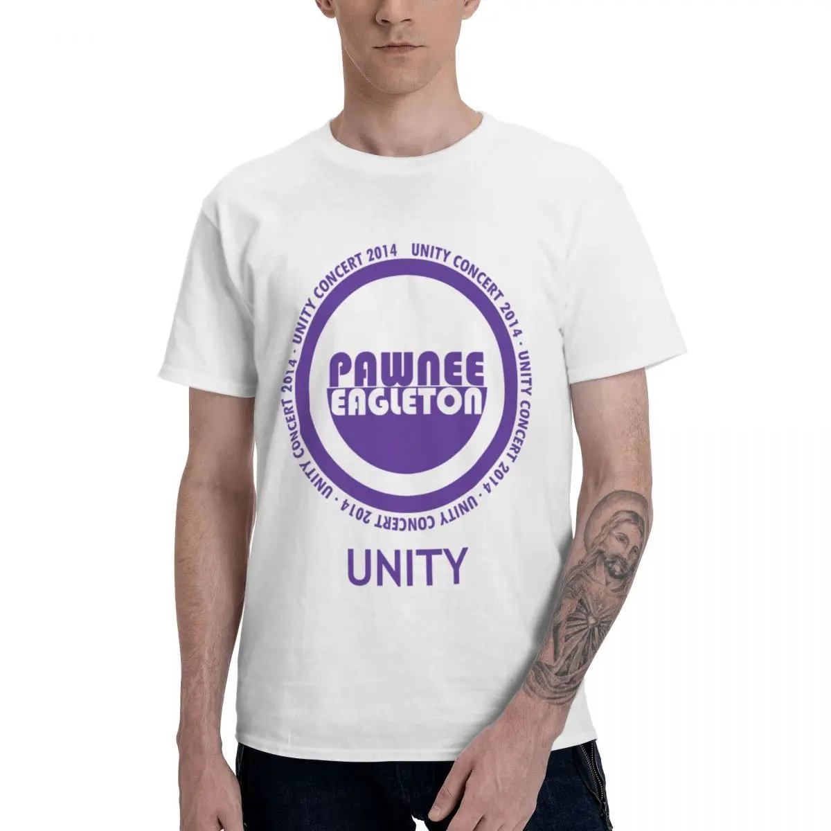 

Pawnee-Eagleton Unity Concert 2014 T-Shirt Pure Cotton Round Neck Male T Shirts Short Long Sleeve Plus Size Classic Tees Hoodie