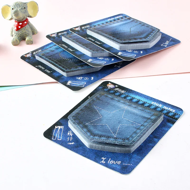 

20 pcs/lot Creative Jeans Memo pad Sticky Notes Cute N Times Stationery Label Notepad Bookmark Post school supplies