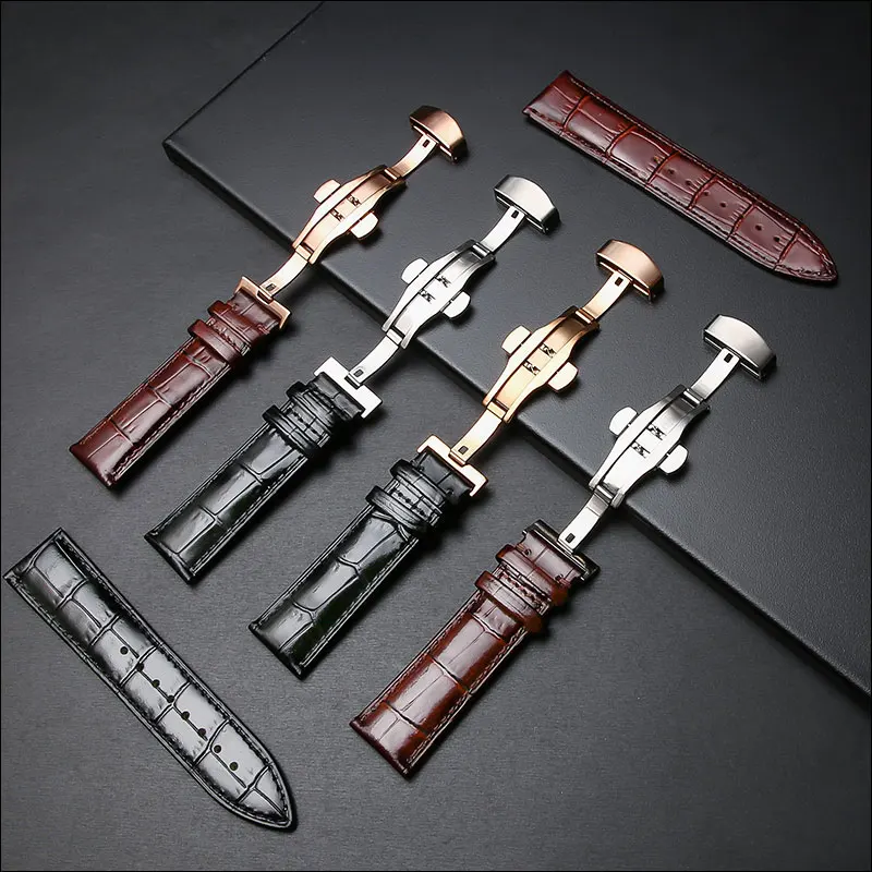 

Bracelet wristband Calf Genuine Leather Watch Band Adjustable butterfly buckle 16mm 18mm 20mm 22mm Alligator Grain Watch Strap