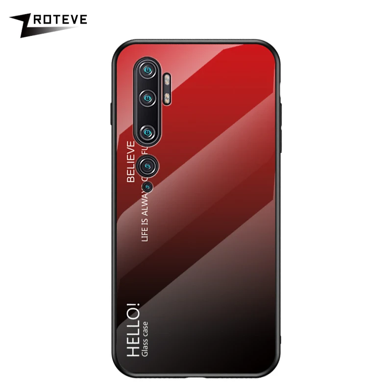 Красный Note 10 Pro Чехол Zroteve силиконовая рамка стеклянная крышка для Xiaomi mi Note 10 чехол обесцвечивающее стекло задняя крышка Xia mi Xio mi Note 10 - Цвет: Красный