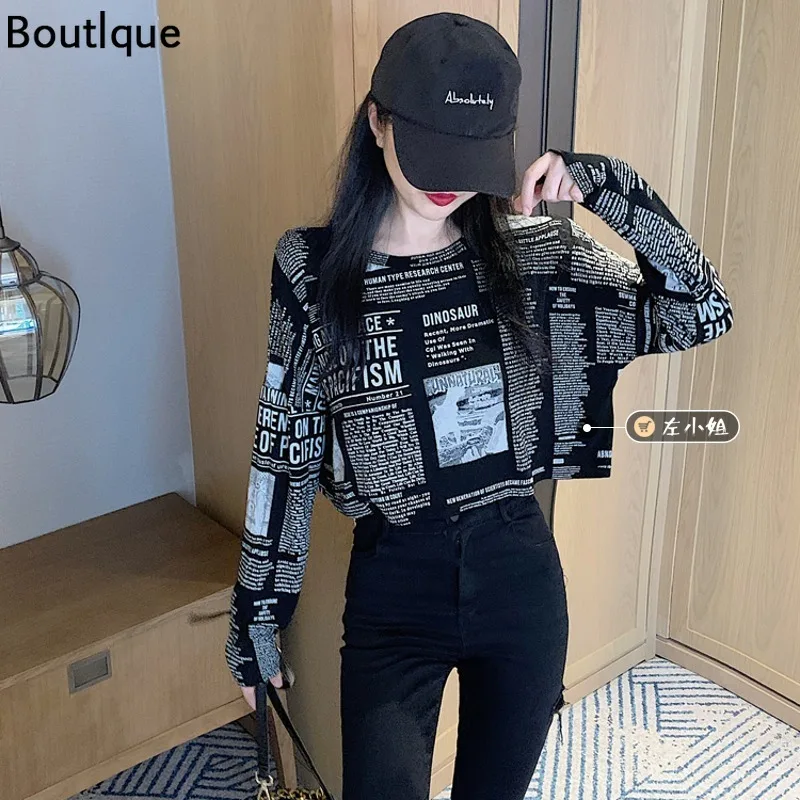 

Fan Sweet European and American Fashion Women's Spring and Autumn Long Sleeve T-shirt Thin Bottom Shirt