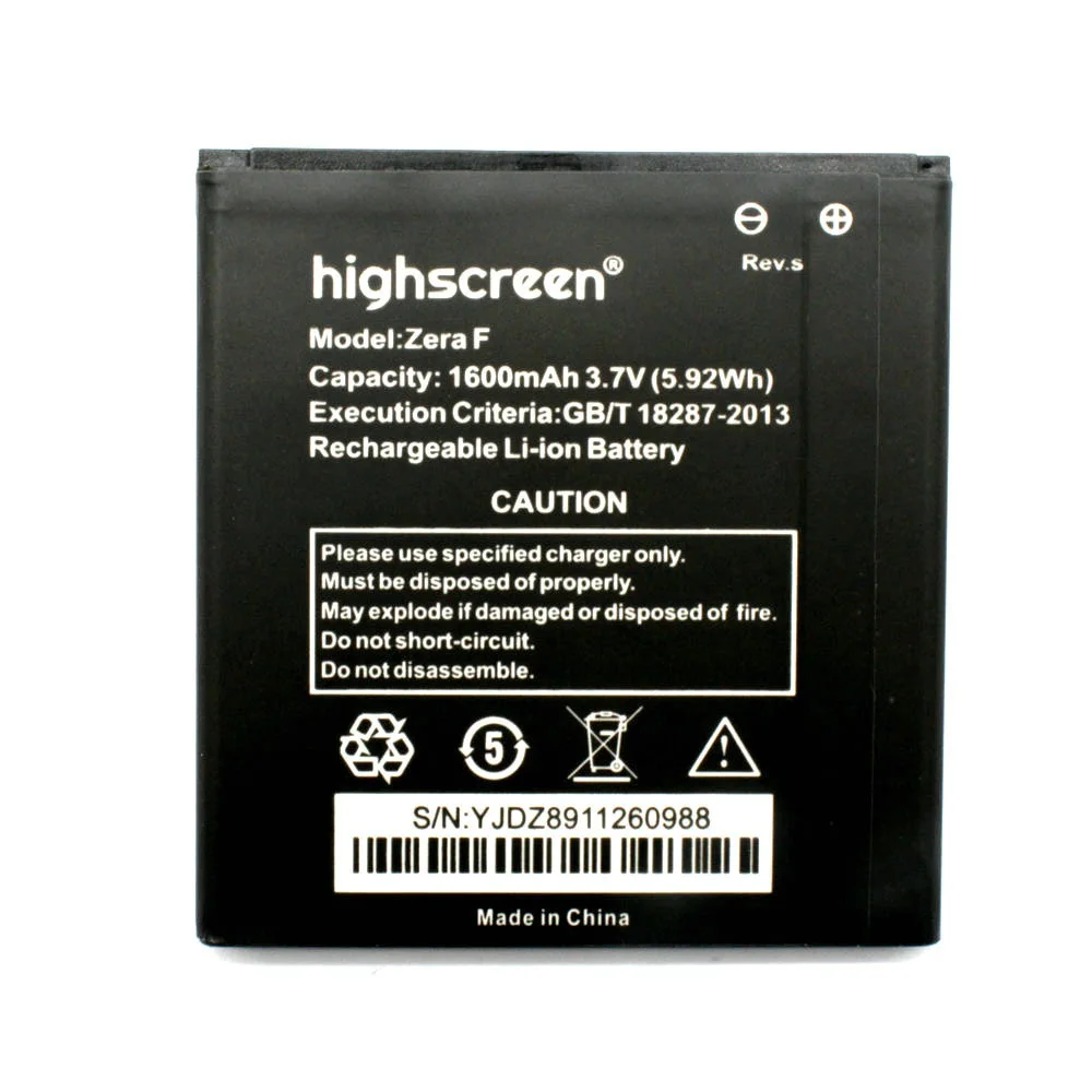1600 мА/ч Батарея Замена для Highscreen Zera F rev.s мобильный телефон оригинальный |