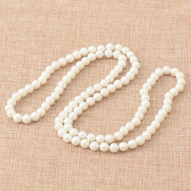 Длинное жемчужное ожерелье из чистого белого жемчуга Размер 8 мм для