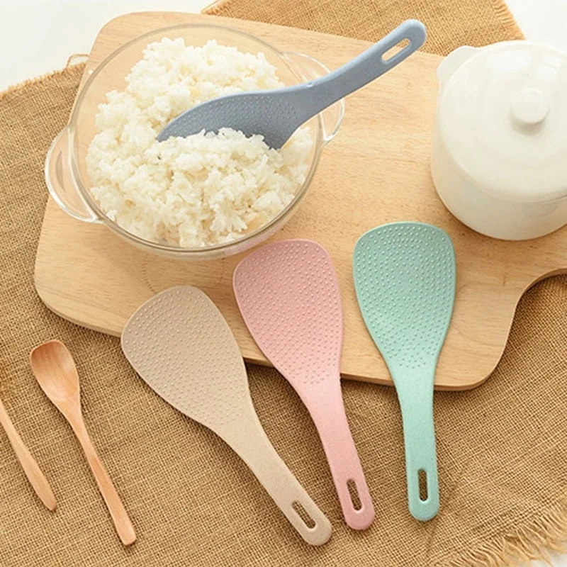 

Wheat Straw Large Spoon Rice Paddle Scoop Non-stick Ladle Kitchen Table Serving Accessories PP Household No Scratch Rice Spoon