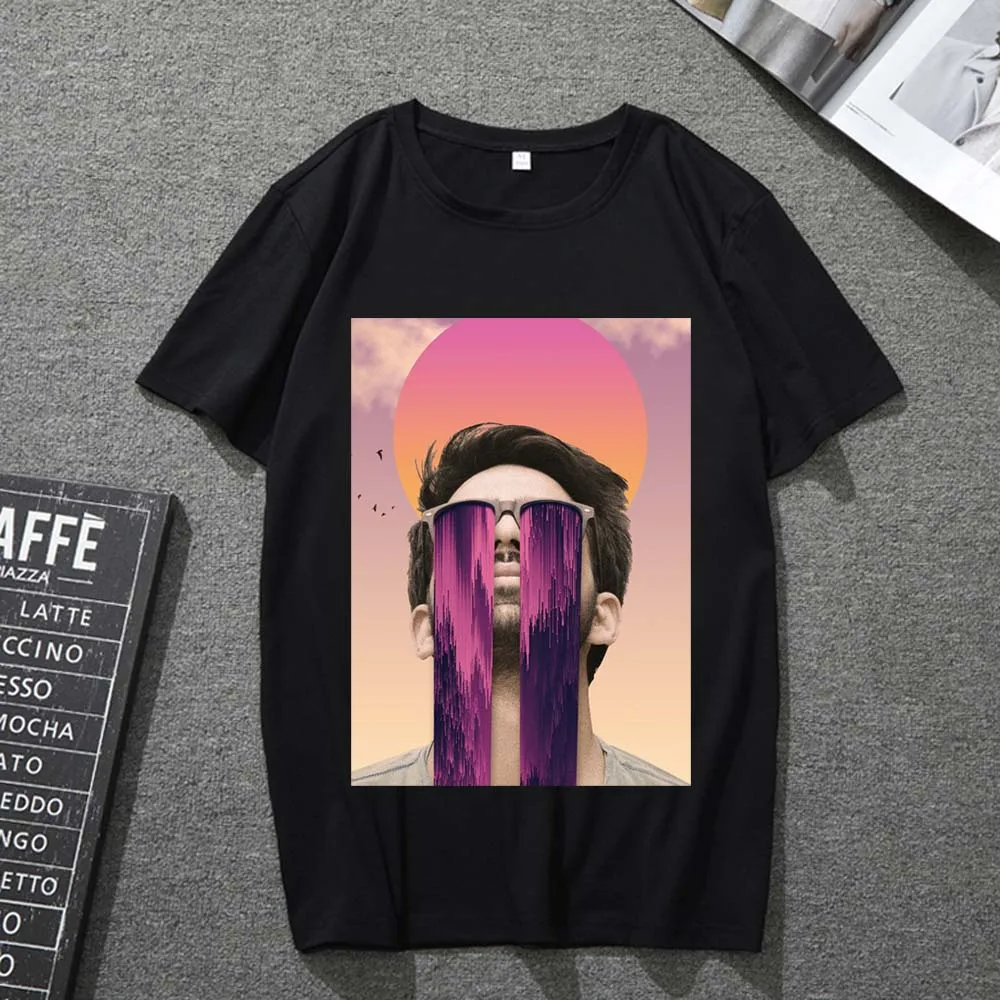 

Fashion T-shirt Unisex O-neck Harajuku Style Rendering Personality Printing Commuter All-match Plus Size Short-sleeved Slim Top