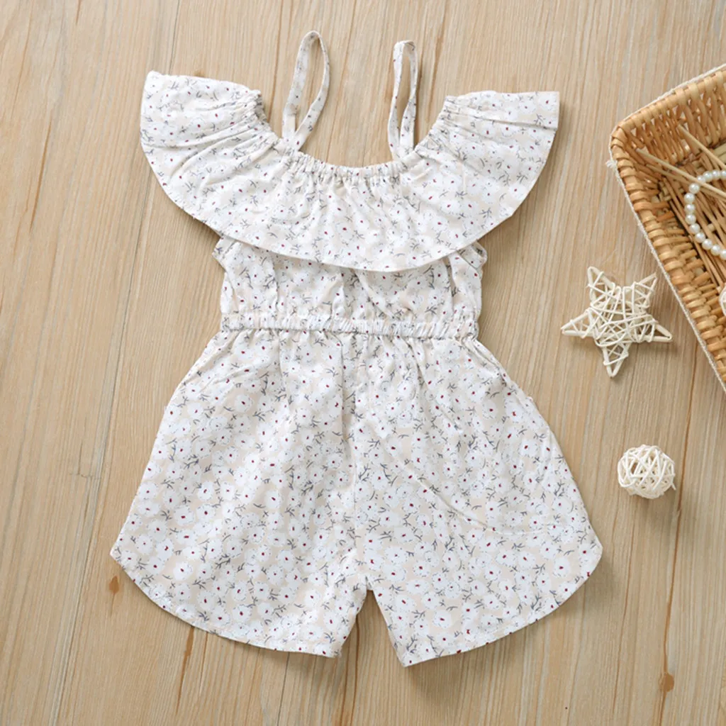 Одежда для маленьких девочек комбинезон на бретельках с открытыми плечами