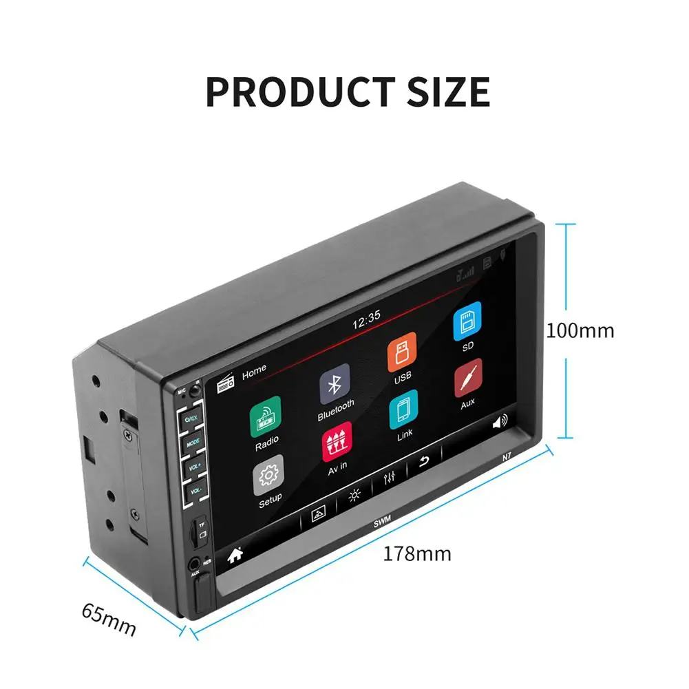 7-дюймовый N7 2DIN HD Автомобильный Bluetooth MP5 плеер USB флэш-диск радио видео дисплей