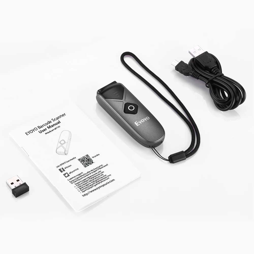 Мини-сканер штрих-кода Eyoyo USB проводной/Bluetooth/2 4G 1D 2D QR PDF417 |