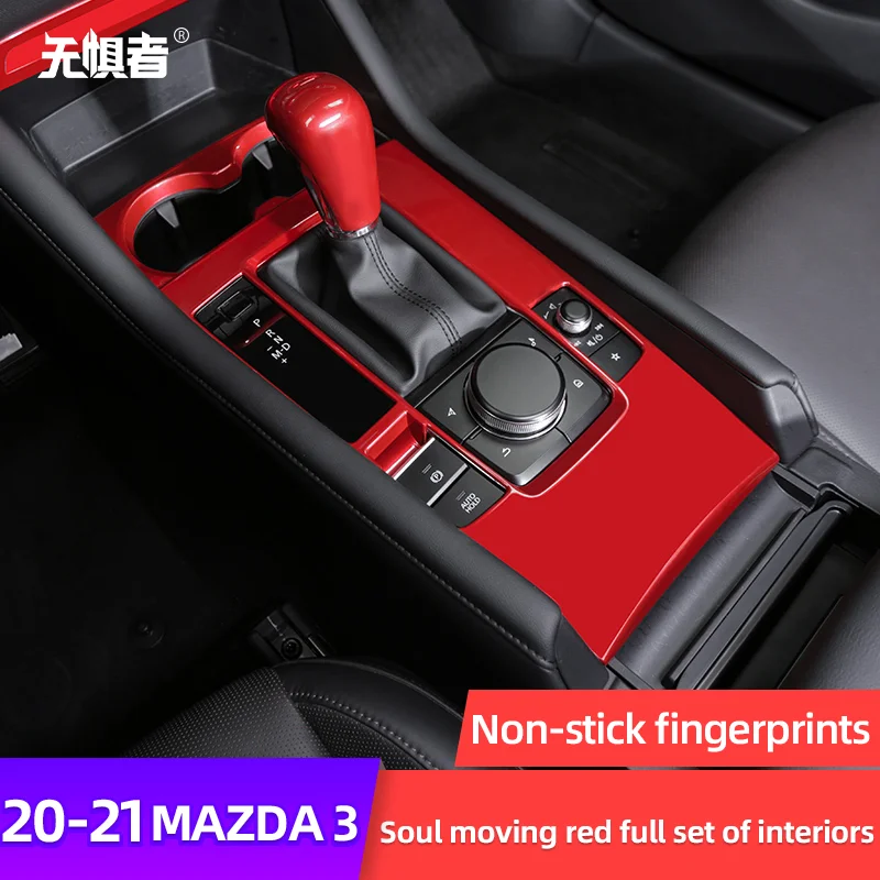 

For Mazda 3 2020 2021Accessories Interior Center Console Water Cup Panel Gear Frame Trim Cover Car Decoration/ Chrome