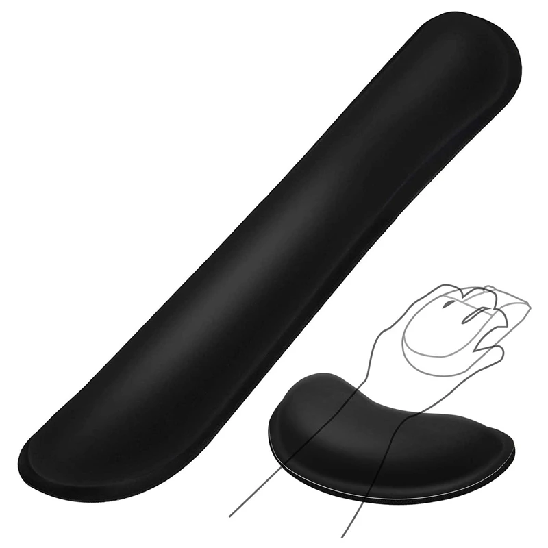 Gel Memory Foam Set Keyboard Wrist Rest Pad Mouse Cushion Support for Office Lightweight Black | Компьютеры и офис