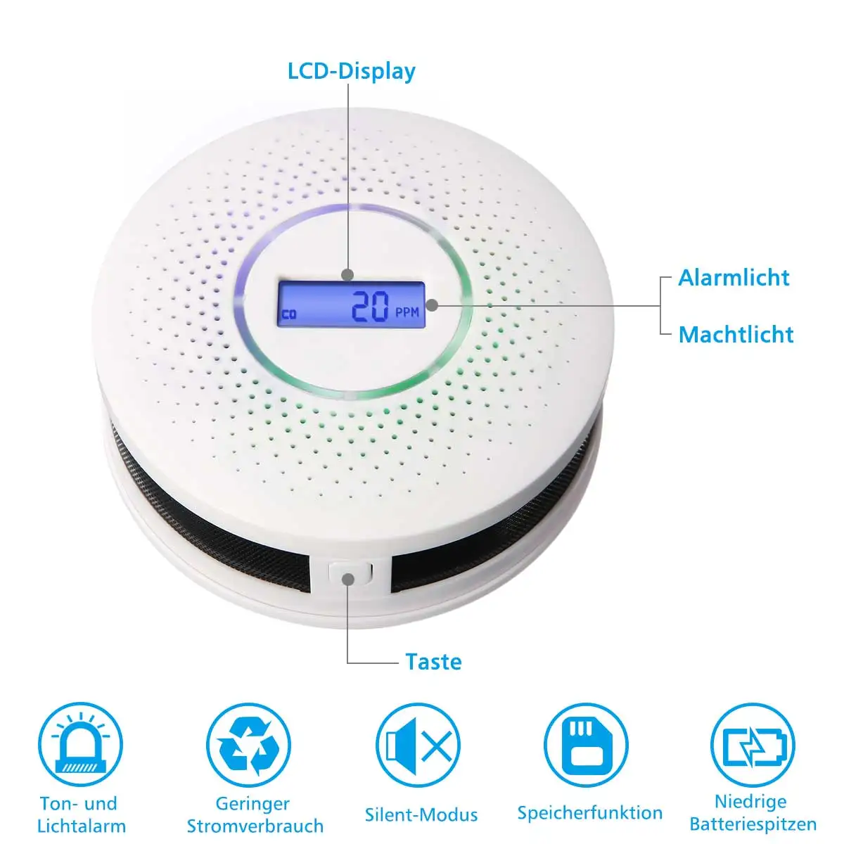 2 in 1 led digital gas smoke alarm smoke combo detector security protection high sensitive free global shipping