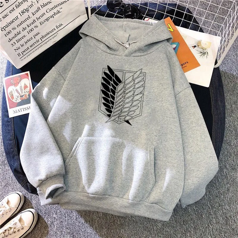 

White gray Attacking Giant Graphic Hoodie men Oversized Couples Cartoon print Sweatshirt Hoodie Fashion Mens Pullover jacket