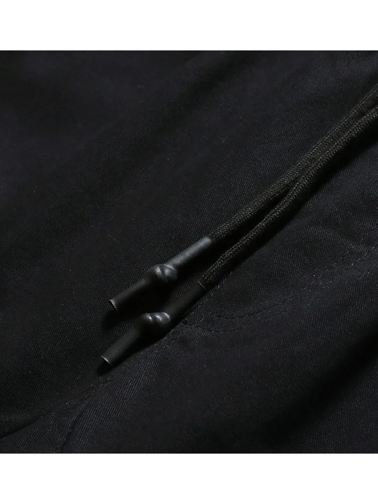 

Summer Fashion Men's Shorts, Pure Cotton Black Lace-Up Casual Three-Dimensional Big Pocket Men's Work Clothes