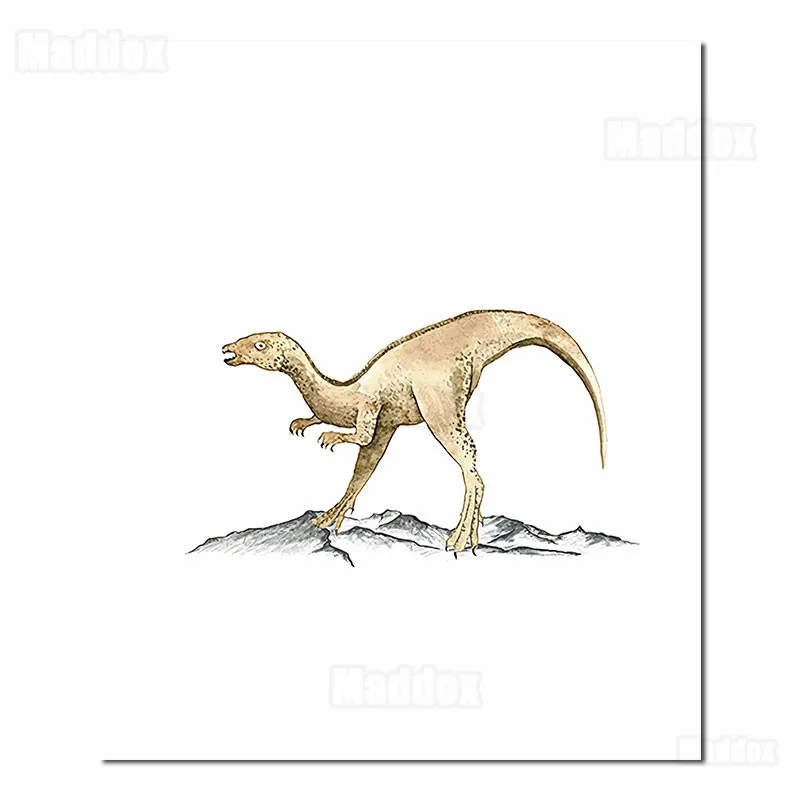 

Animal Canvas Wall Art Simple Hand-Painted Dinosaurs In Ancient Times Reptiles Herbivorous Dinosaur Researcher Bedroom Decor