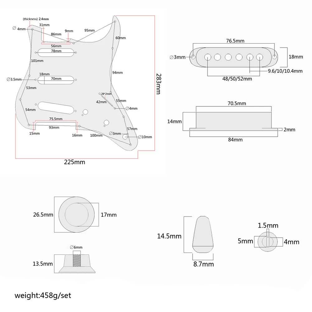 1 комплект GP120 SSS загружен Предварительно проводной Humbucker Pickguard пикапы набор ручек