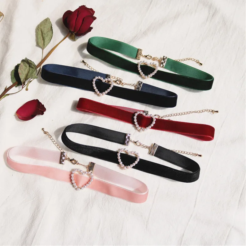 Velvet Cross Cupid Imitation Pearls Love Heart Sexy Choker Short Chain Necklace for Women Girls Gifts Halloween | Украшения и