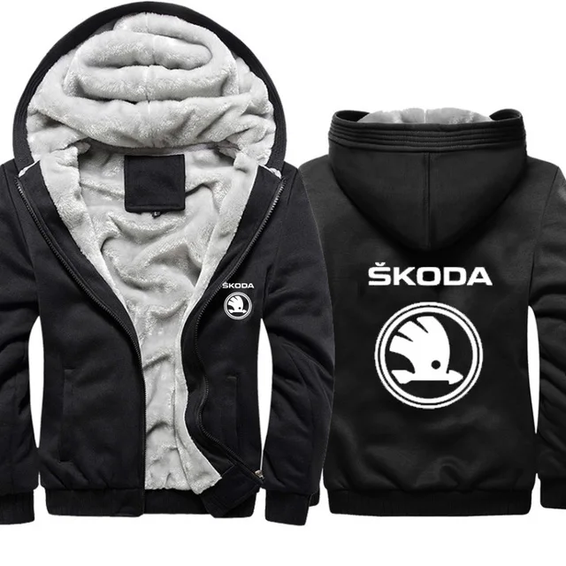 

Hoodies Jacket Men Skoda Car Logo Print Jacket Mens Winter Thicken Warm Fleece cotton Zipper Camouflage Raglan Mens Hoodies Coat