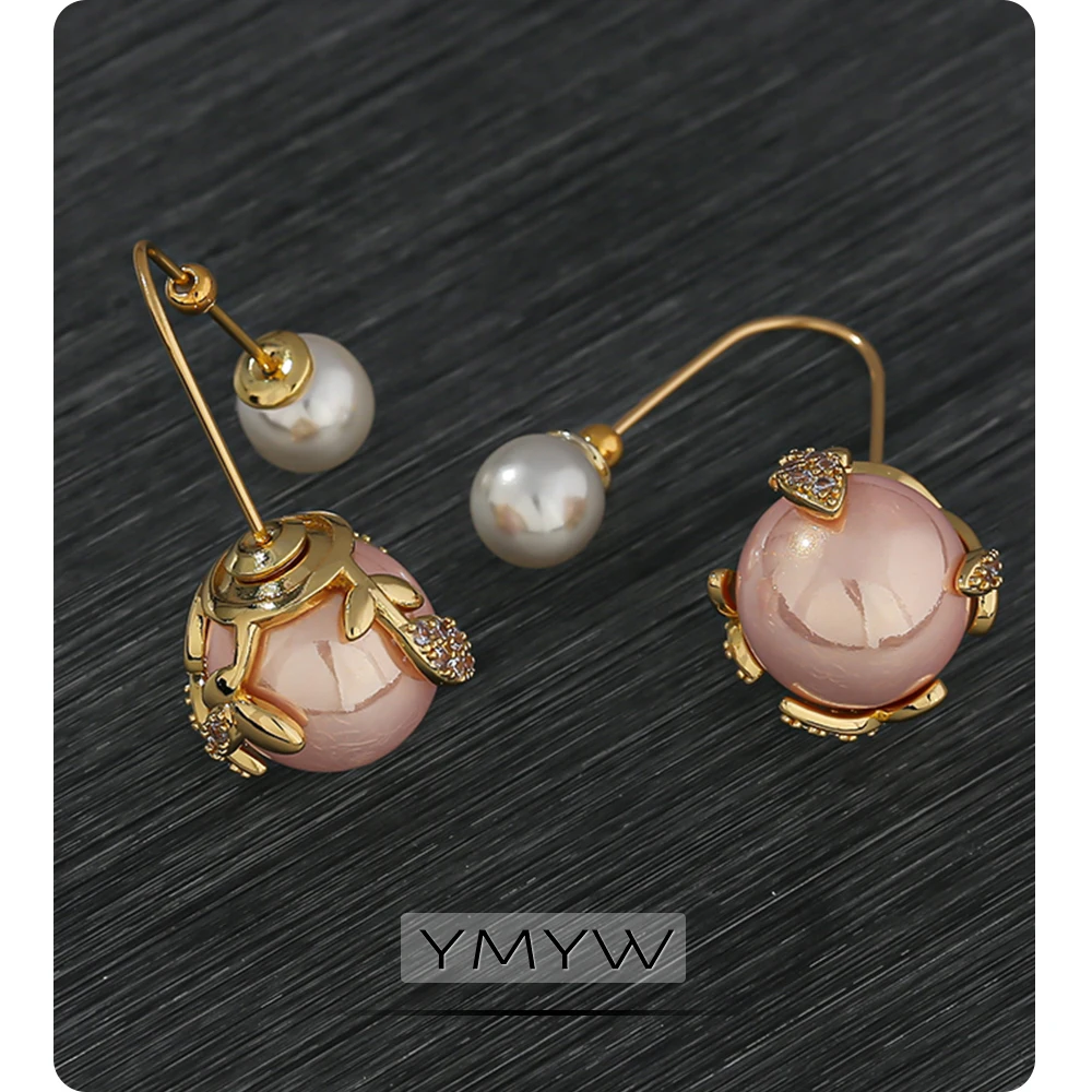 

YMYW Brand Fashion Imitation Pearl Beads Rhinestone Flower Long Stud Earrings 2020 for Women Bride Wedding Romantic Jewelry Gift