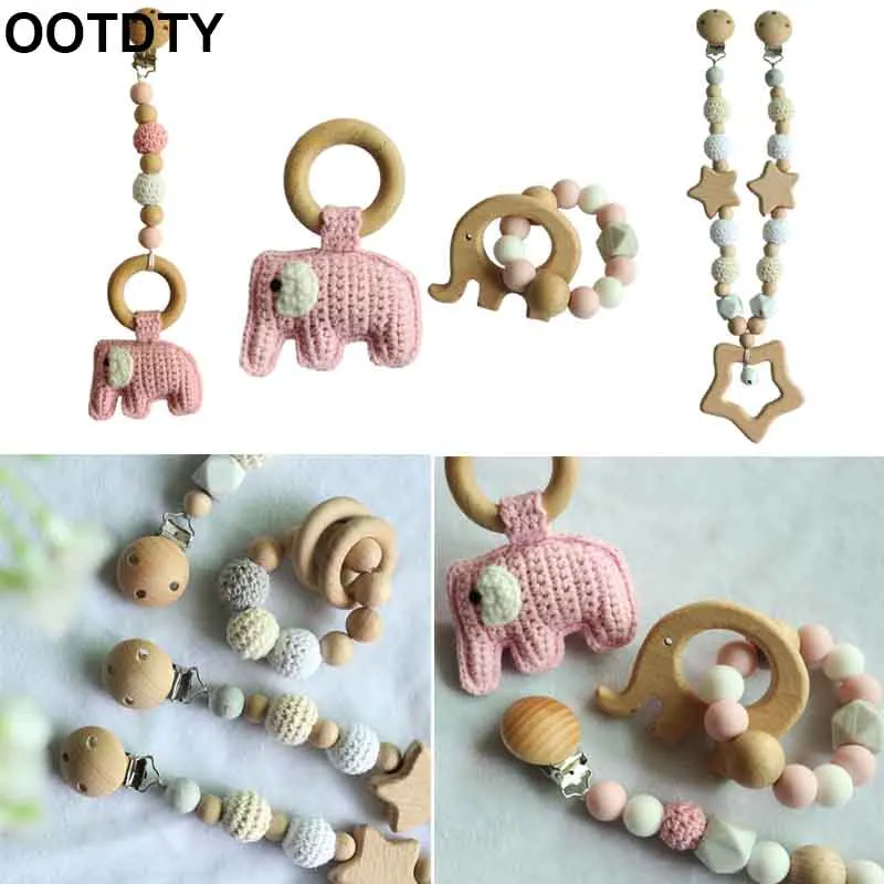 

1-3Pcs Baby Wooden Pram Clip Pendant Rattle Pacifier Clip Chain Mobile Pram Rattle Stroller Toys Bed Bell Around Neborn Gift Toy
