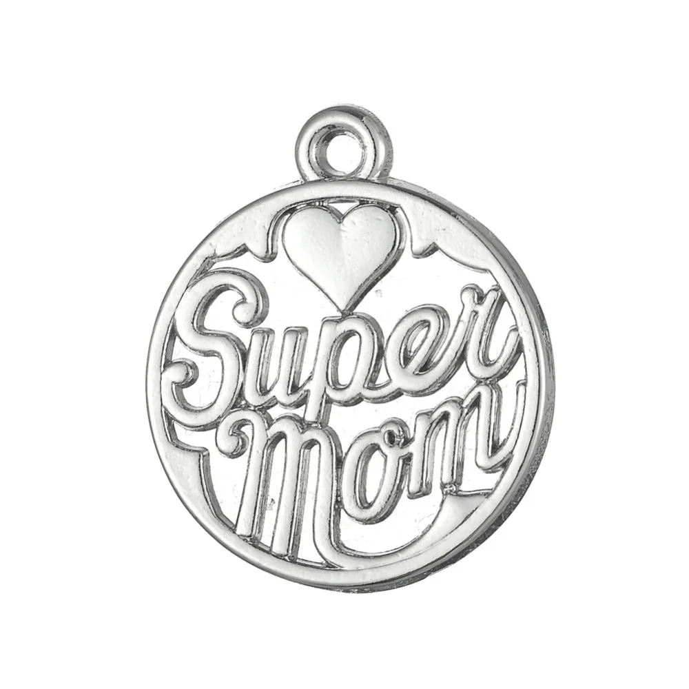 Круглые Подвески Skyrim Love Super Mom серебристые ручной работы для женщин подарки мам 10