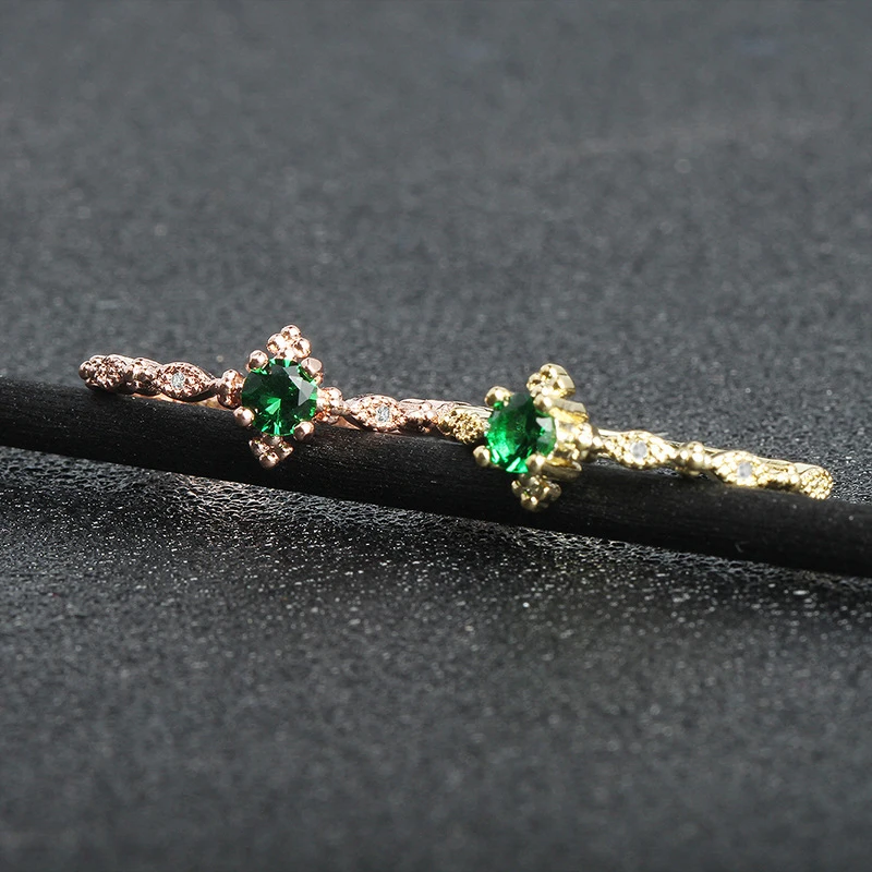 Роскошное простое зеленое кольцо Стразы элегантное очаровательное женское