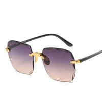 nauq classic frameless sunglasses women vintage large frame trimmed sun glasses female brand designer gradient lens eyewear