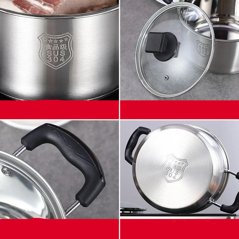 

Stainless Steel Soup Pot Thickened Milk Pot Small Soup Pot Gas Stove Induction Cooker General Household Double Bottom Stainless