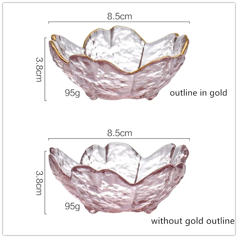 

3pcs Nordic Tableware Gold Inlay Glass Sauce Bowl Japan Style Cherry Blossoms Seasoning Plate Mini Vinegar Dish Kitchen Supplies
