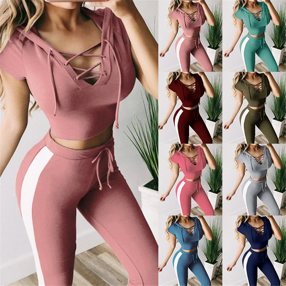 

2021 autumn-winter New European and American women's solid color explosions sports and casual suits